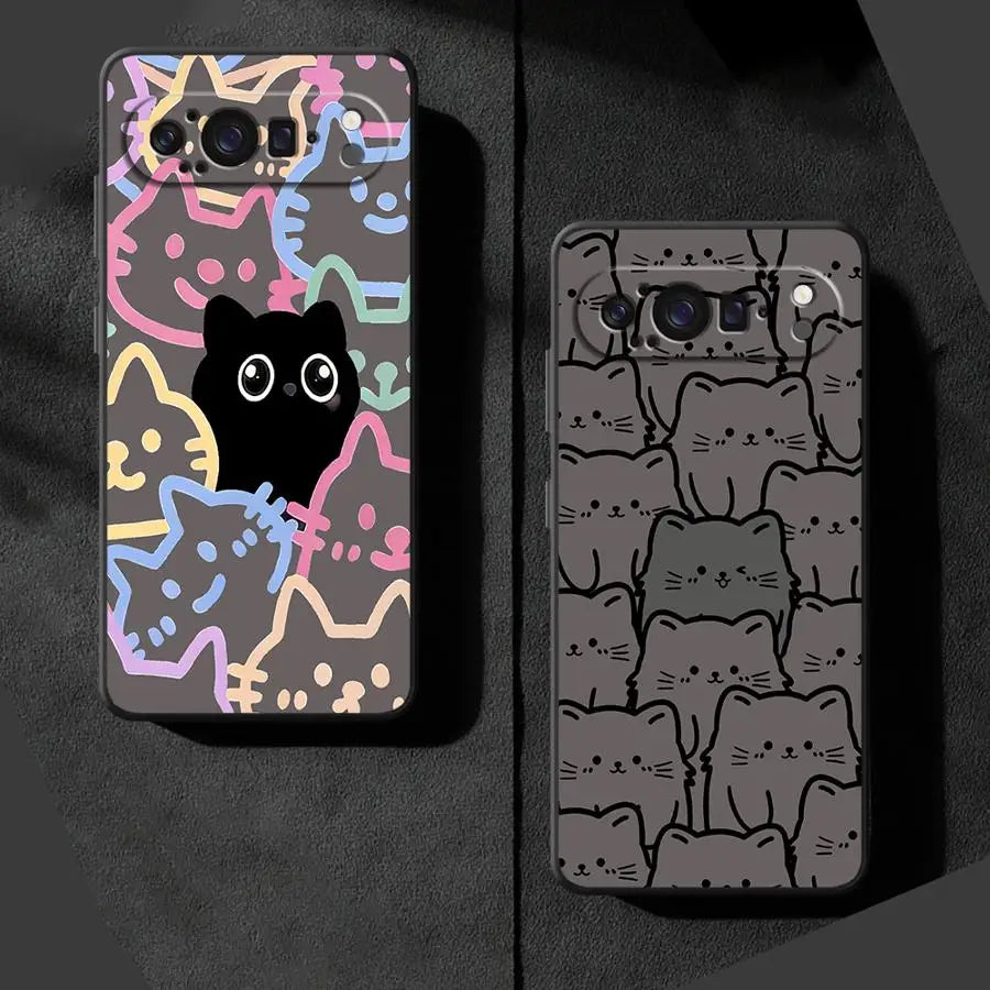 Case for Google Pixel 9a 8a 7a 10 9 Pro XL 6 7 8 Pro 6a Funda Phone Cover Cartoon Cute Cat