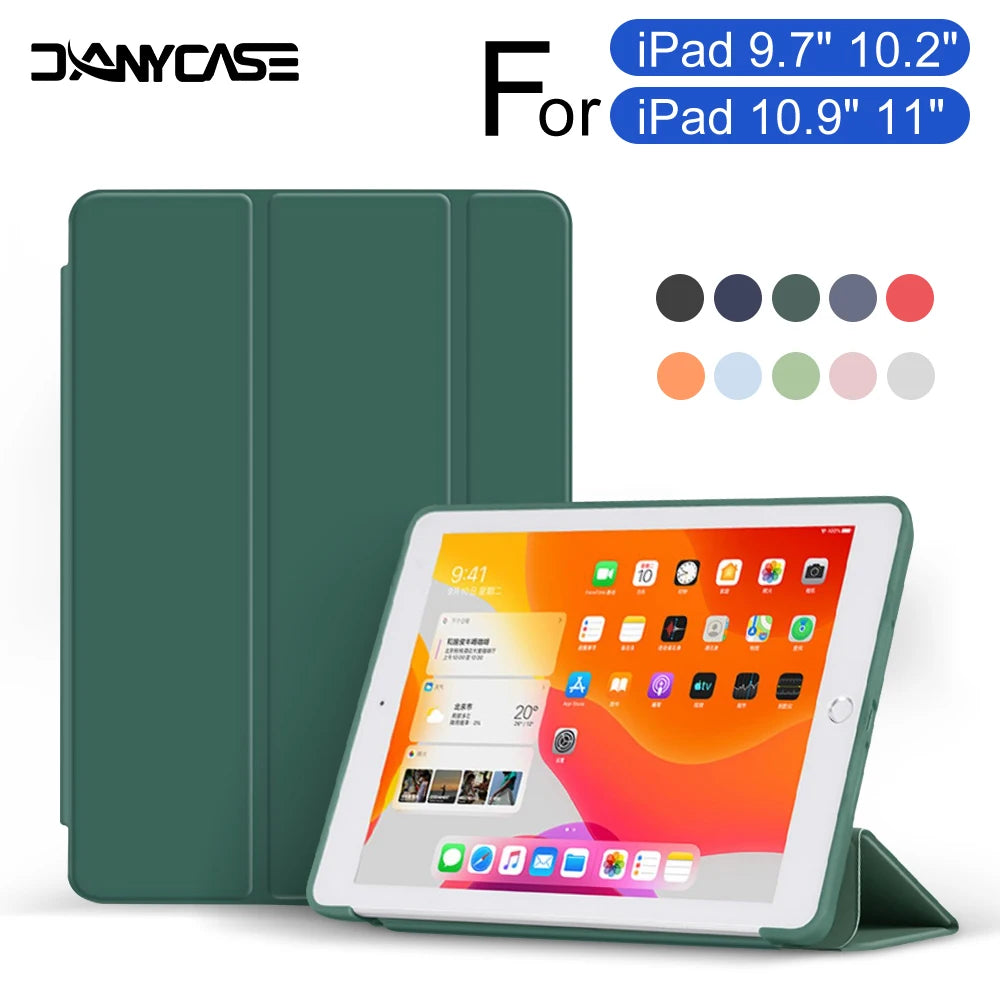 For iPad 10.2 Case 7/8/9th Generation Cover For 9.7 5/6th Air 2 Pro 11 1st/2nd/3rd/4th Air 4/5 10.9 Wake Up From Sleep Funda