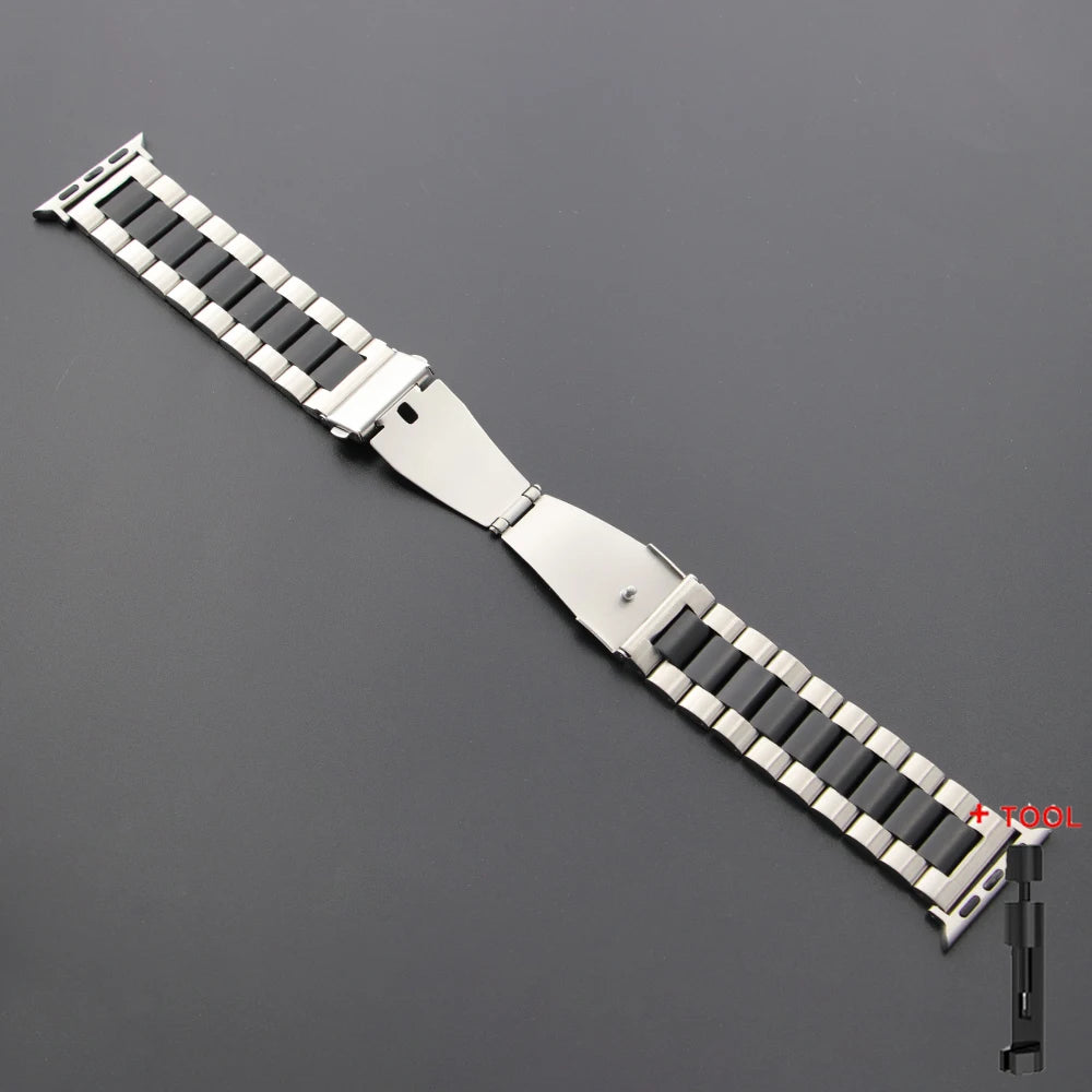 Stainless Steel Band for Apple Watch Ultra 4 3 2 49mm Series 12 11 10 46mm 45mm 44mm 42mm Metal Strap for IWatch 9 8 7 6 SE3 5 4
