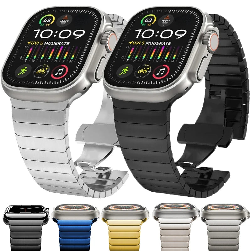 Ultra 4 3 2 Titanium Color Strap For Apple Watch Ultra 49mm 46mm 45mm 44mm 42mm Stainless Steel Band iWatch 12 11 10 9 8 7 6 SE3