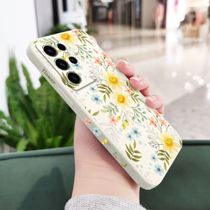 Kiss Flowers Phone Case For Samsung Galaxy S25 S24 S23 S22 S21 S20 S10 S10E S9 Ultra Plus FE Note 20 Ultra 10 9 Plus Cover