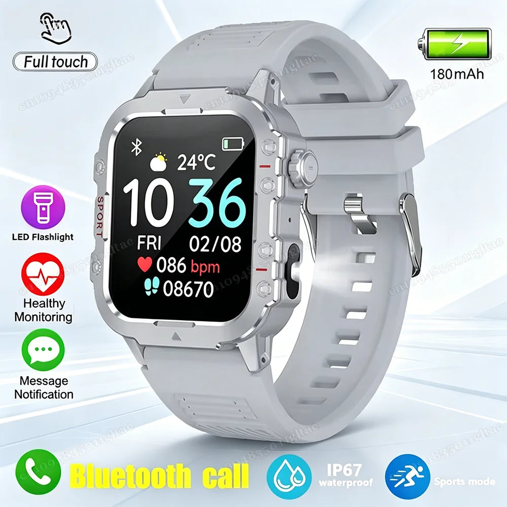 2026 New Military-grade Smart Watch Men GPS Flashlight 3ATM Waterproof Watch Bluetooth Call 100+Sport Outdoor Smartwatch Pk Hw12