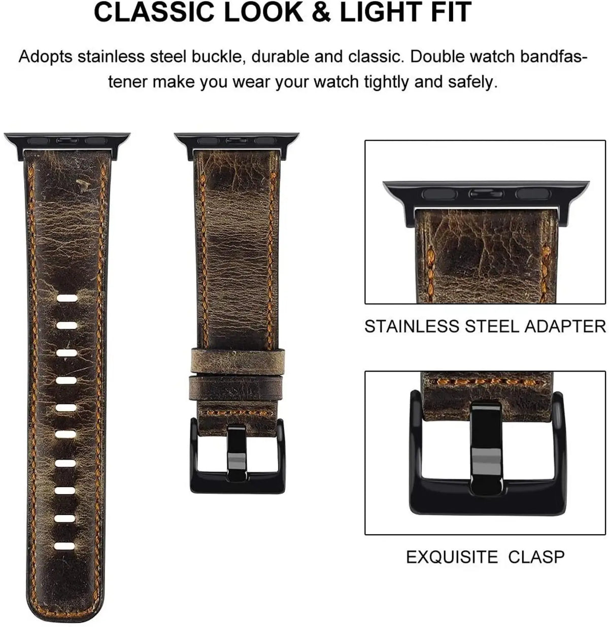 Leather Strap For Apple Watch Band 44mm 40mm 45mm 41mm 42mm 38mm 46mm 49mm bracelet Correa iWatch Series 10 9 8 Ultra 2 se 7 6 5