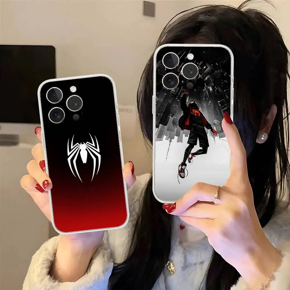 Classic-S-Spider-Man-S Phone Case For IPhone 17 16 15 14 Plus 13 12 11 Pro Max Phone Back Cover Transparent Shockproof Cover