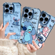 Cartoon Stitch Phone Case For IPhone 17 16 15 14 13 12 Pro Max Plus 16E Fashion Clear Shockproof Plating Cover