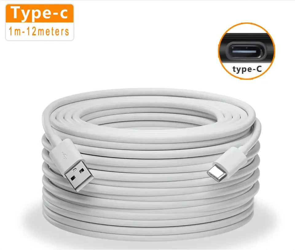 1m-14m extra long USB Type C charging cable Android camera extension monitoring for Huawei Android phones surveillance cameras