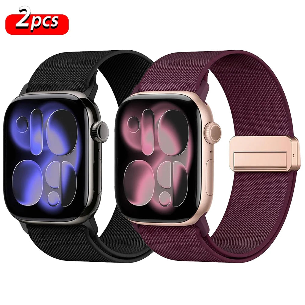 Magnetic Loop For Apple Watch Band 40mm 44mm 45mm 49mm 41mm 38 Nylon sport bracelet iwatch ultra 4 3 2 Series 12 11 10 9 8 se