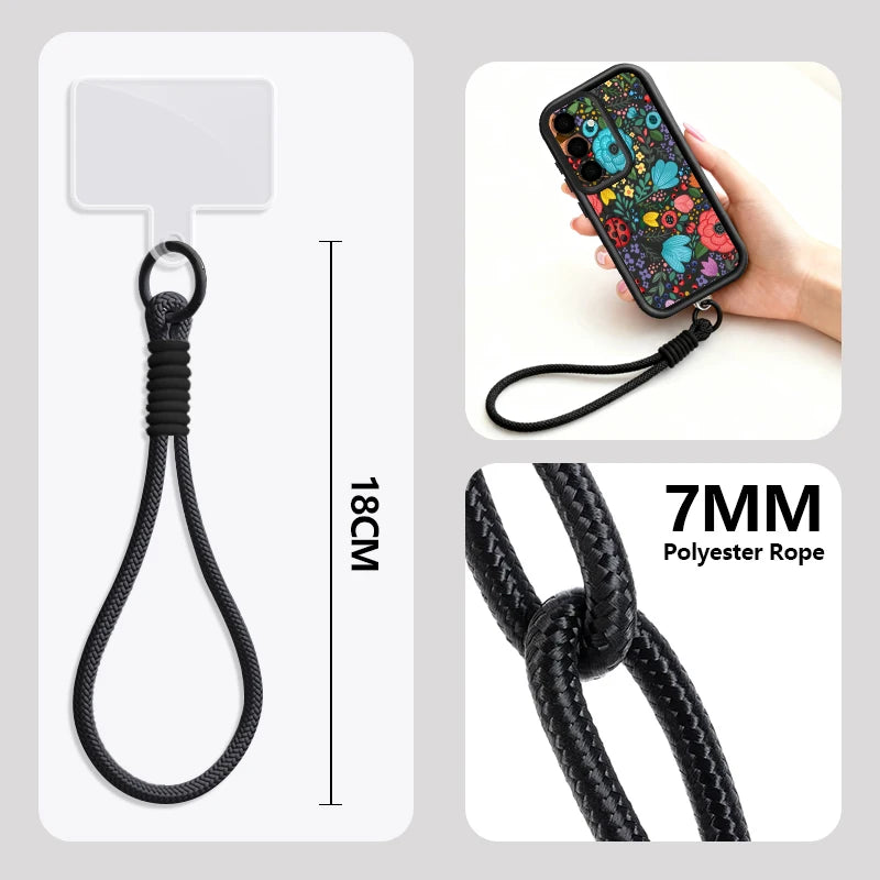 Romantic Garden Patterned Lanyard Phone Case For Samsung Galaxy S25 S24 FE S26 S24 S22 Ultra S23 Plus S25 Edge Soft Strap Cover