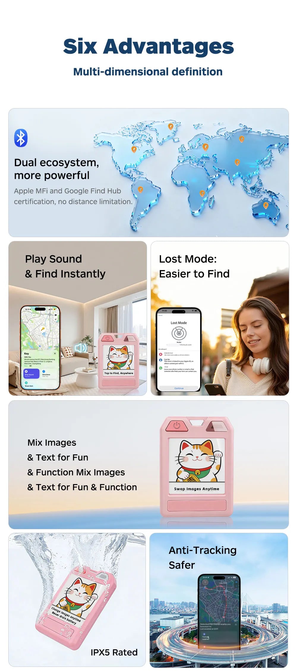 Original Color E-Ink Smart Keychain DIY Support Find My Find Hub Display Anti-Lost Locator Tracker