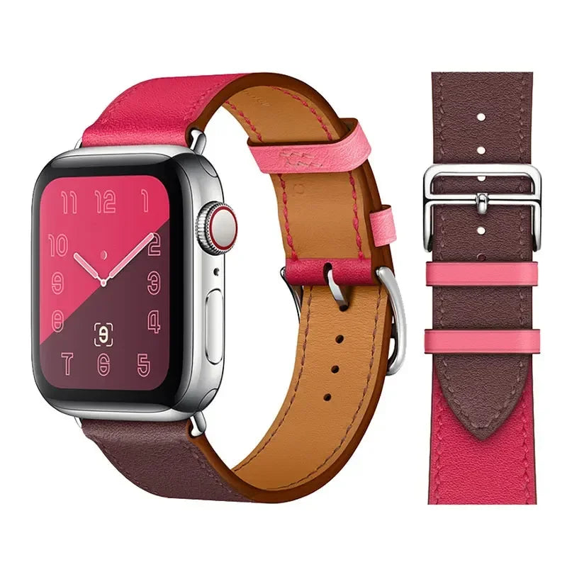 Genuine Leather Bracelet Strap For Apple Watch Band 45mm 49mm 41mm 44mm 42mm 46mm Leather Wristband iWatch Ultra 11 10 9 8 7 6 5