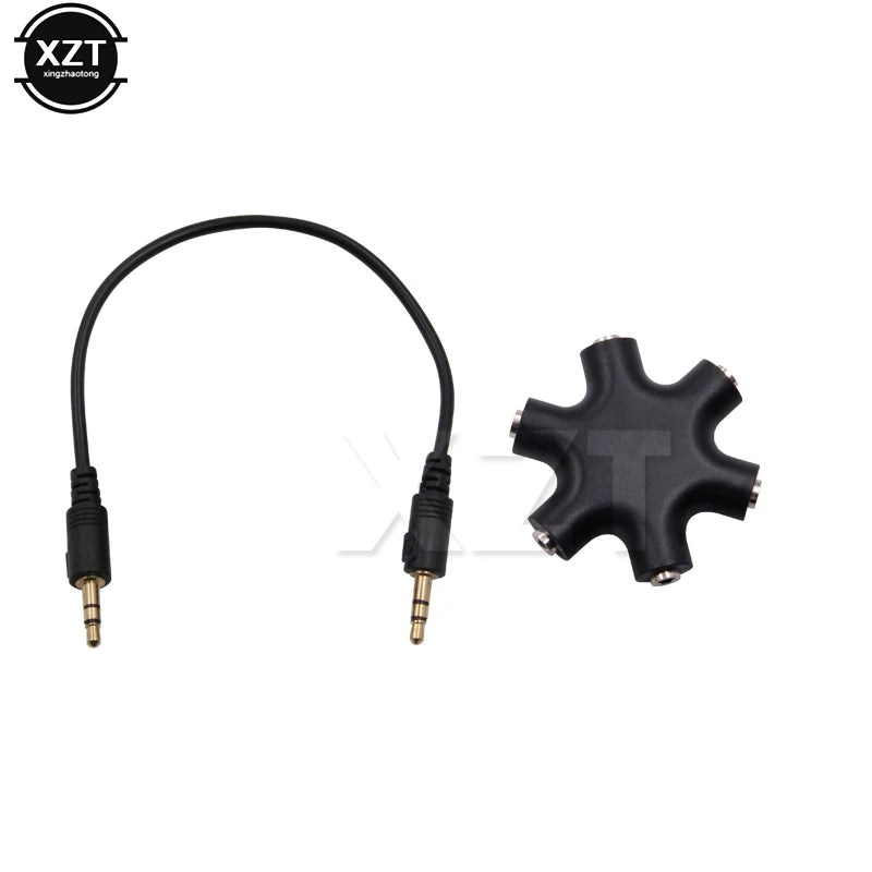 3.5mm Jack Earphone Audio Splitter 1 Male to 6 Female Cable 6 Way Multi Port Aux Music Sound Output Converter Cables