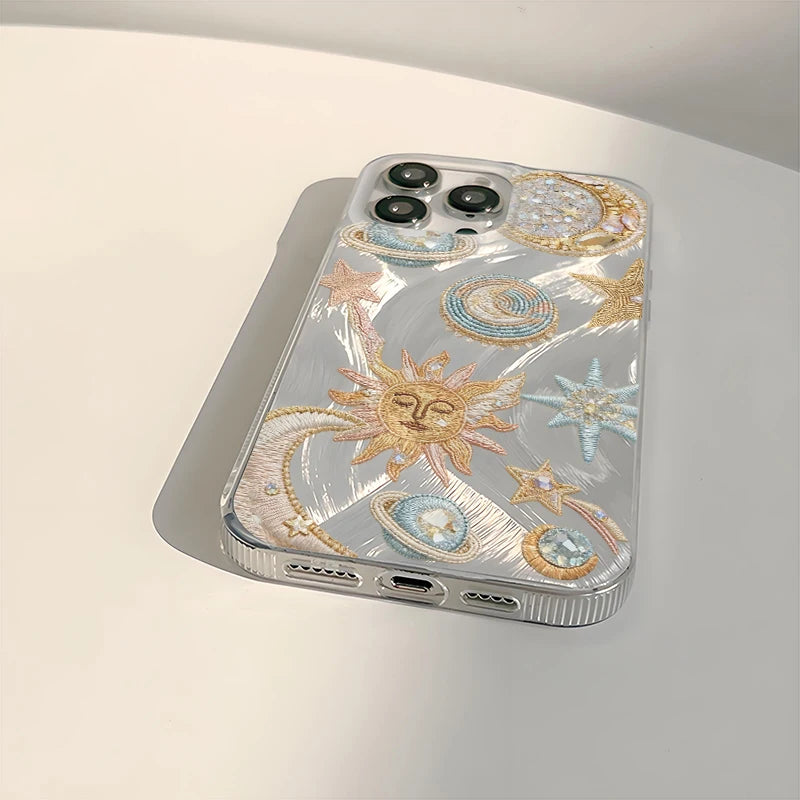 Gold Pink Blue Star Moon Sun Planet Case For Samsung Galaxy S26 S25 Ultra S23 Plus S24 FE S22 S21 S20 FE A56 A55 A54 A35 Cover