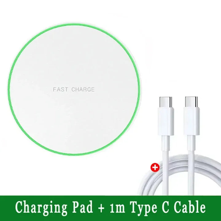 Ultra-Thin Fast Wireless Charger Pad for Samsung Galaxy S24 S23 S22 iPhone 15 14 13 Pro Max Wireless Induction Charging Station