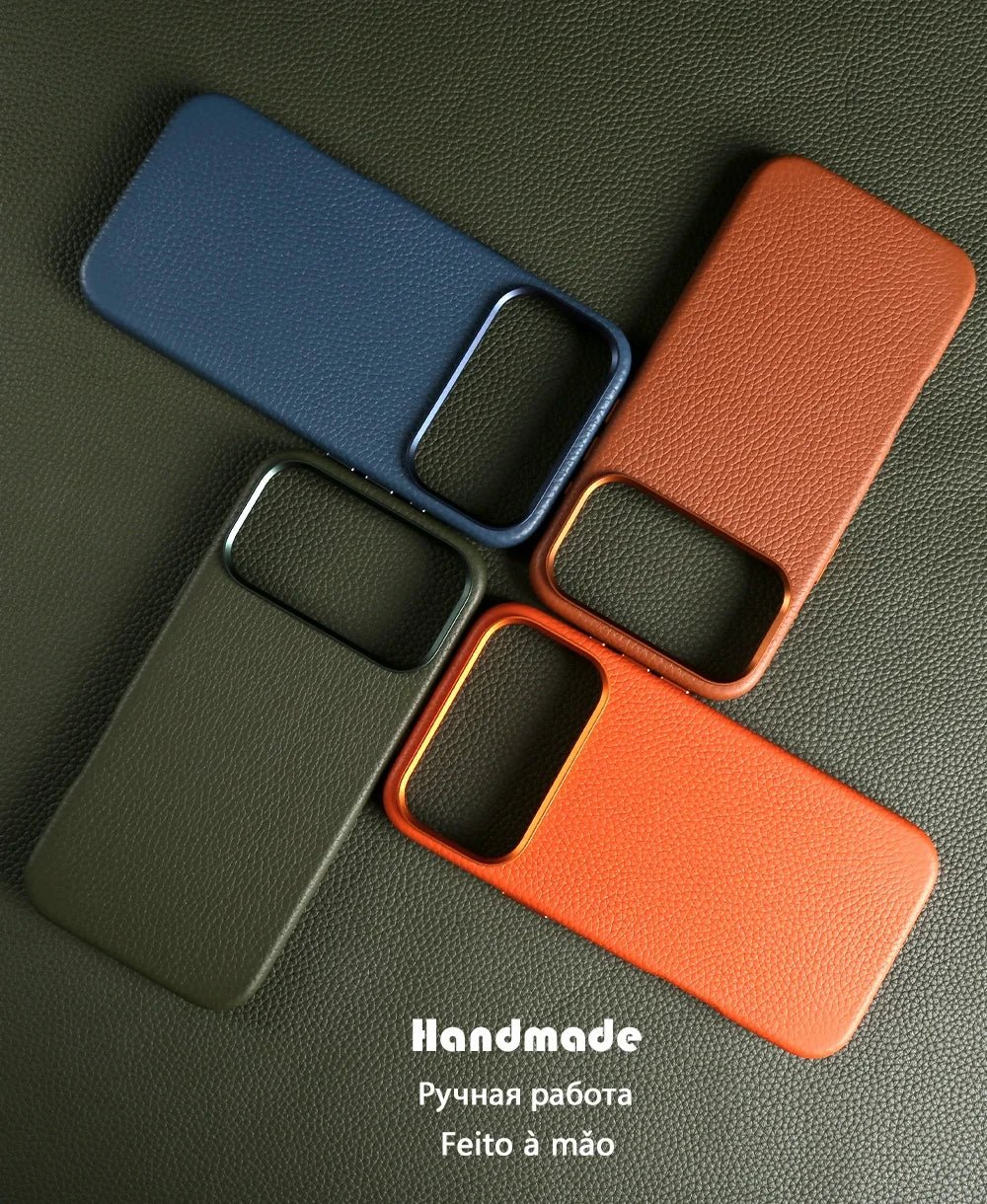 For Magsafe Phone Case For For iPhone 17 Pro Max 16ProMax 15 14 13 Magnetic Phone Cases Genuine Leather Cover Protective Cover