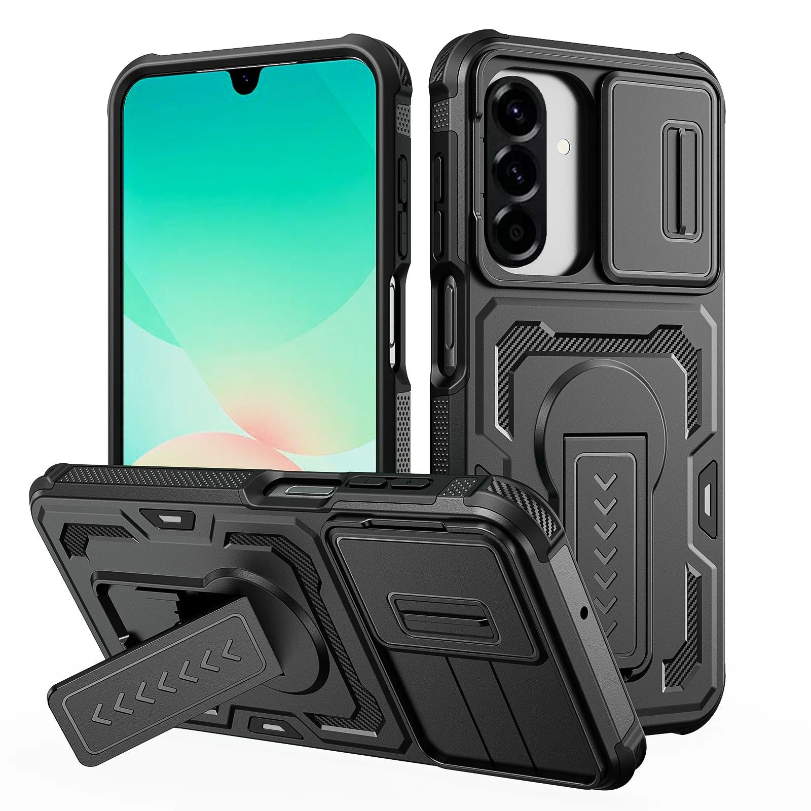 Anti-Falling Military Armor Case for Samsung Galaxy A57 5G S26 Ultra A17 A27 A37 A16 A56 A36 A26 A07 S25 Ultra S24 Lens Cover