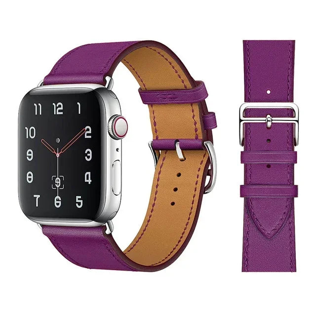 Genuine Leather Bracelet Strap For Apple Watch Band 45mm 49mm 41mm 44mm 42mm 46mm Leather Wristband iWatch Ultra 11 10 9 8 7 6 5