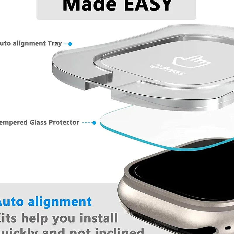 2Pcs For Apple Watch Ultra 2 3 Ultra2 Ultra3 49mm Tempered Glass Film With Alignment Tool Easy Install Screen Protector