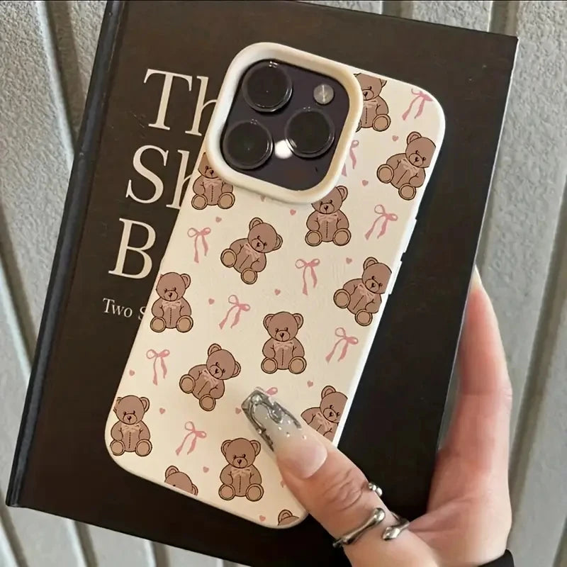 Cute Bow Tie Bear Lichee Silicone Pattern Phone Case For iPhone 17 16 15 14 13 12 11 Pro Max XS XR Plus 17 Air 17 Pro Soft Cover