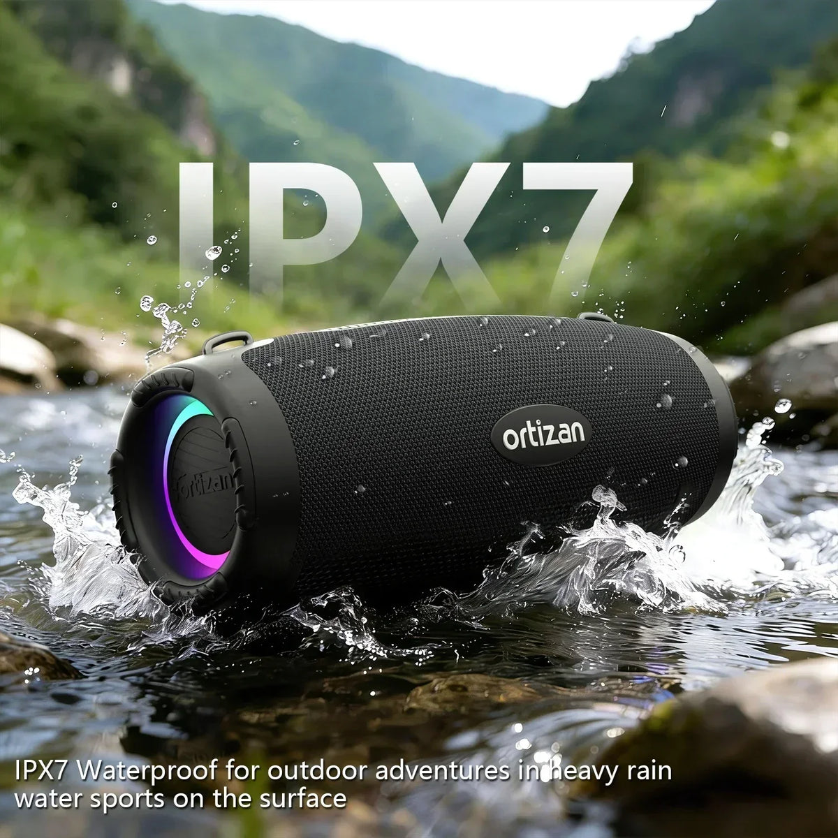 Ortizan Bluetooth Speaker, Portable Speaker with 60W Stereo Sound, Bluetooth 6.0, 20H Playtime, Auracast Snyc, AUX/USB-Disk Play