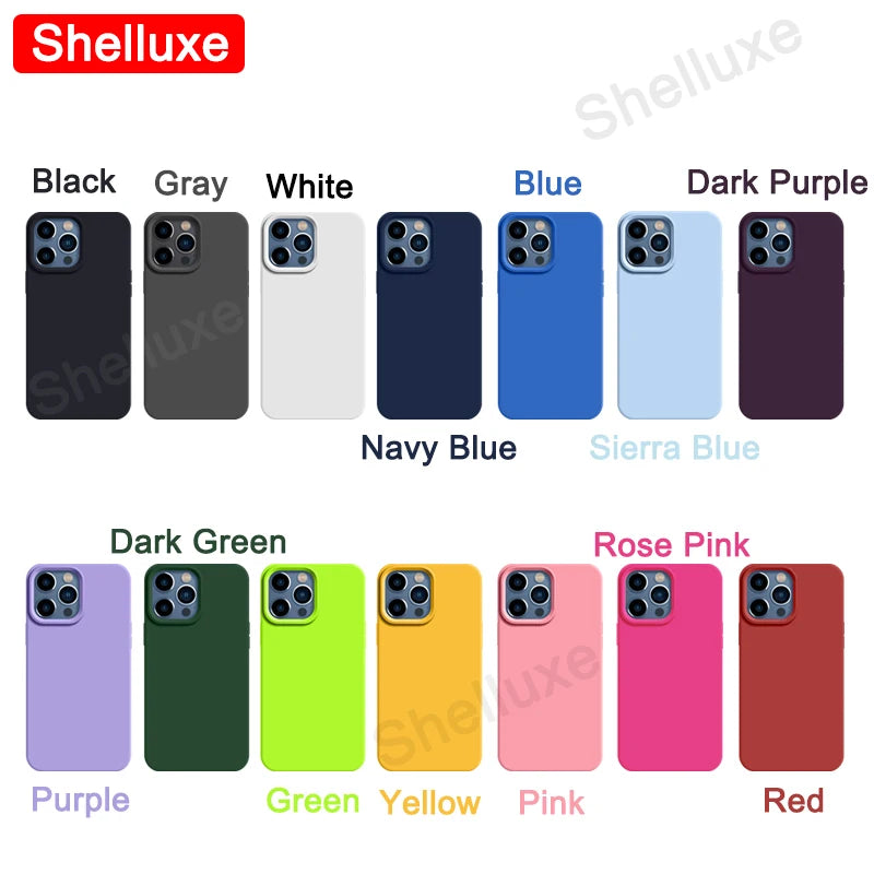 Luxury Liquid Silicone Case Shelluxe For iPhone 17 16 15 14 Pro Max For APPLE iPhone17 Air iPhone16 iPhone15 Plus Phone Cases