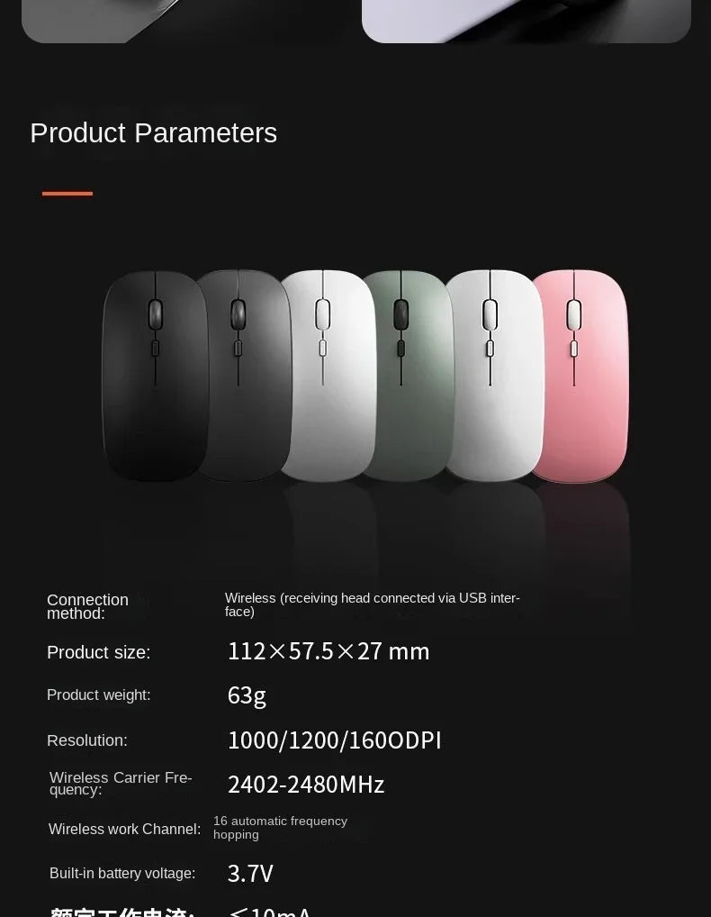 Wireless Mouse For Laptop PC Bluetooth Rechargeable Mouses Computer Silent Mice USB mouse Ergonomic Gaming Mouse For Xiaomi Pad