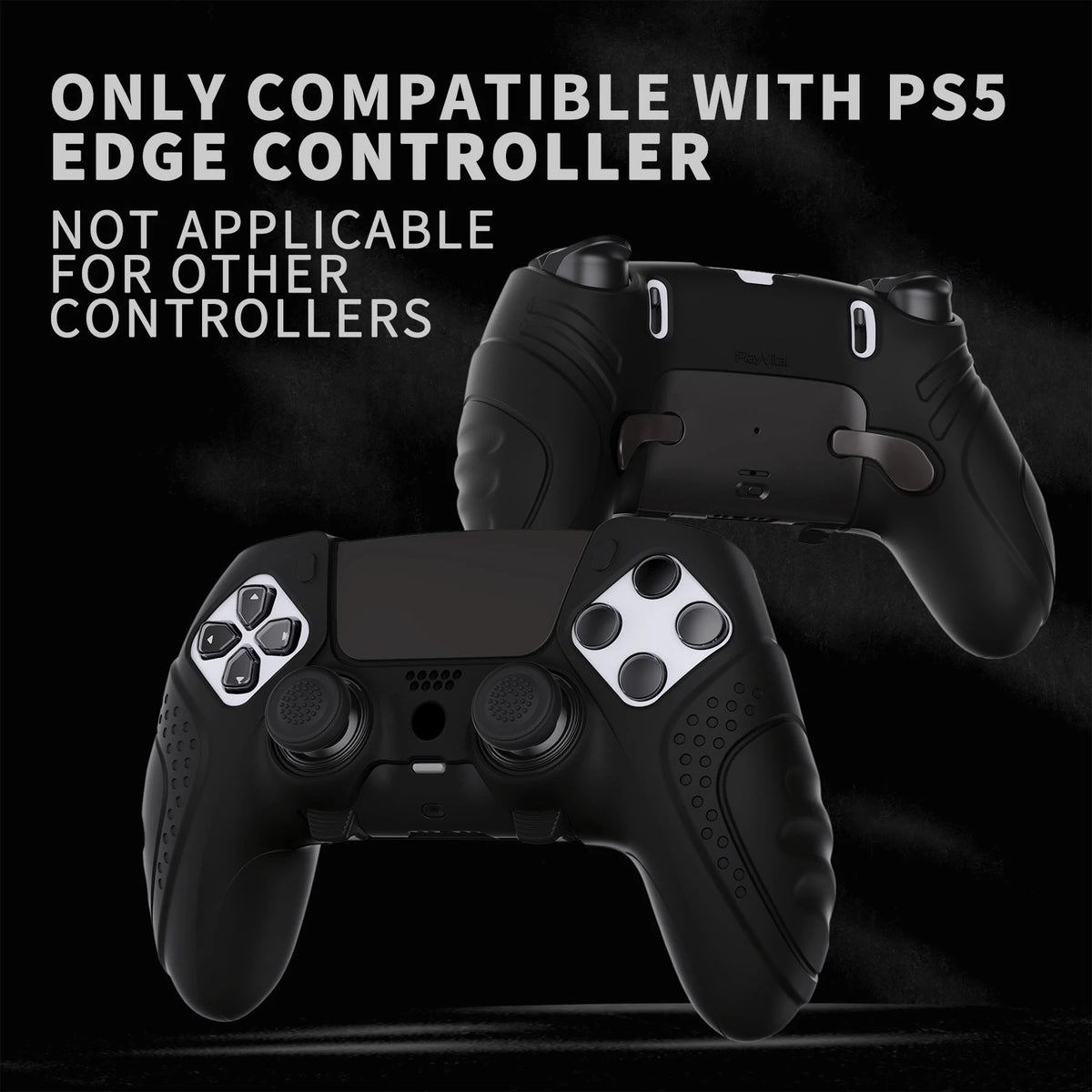PlayVital Anti-Slip Silicone Cover for PS5 Edge Controller, Rubber Protector Case with Thumb Grip Caps - Guardian Edition Series