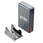 670W GaN Fast Charging Desktop Charger with Display 140W USB-C Port 8-Port Station for Phones And Tablets