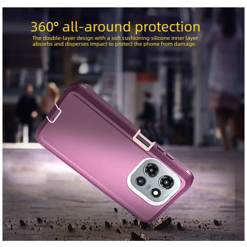3-Laye Heavy Duty Hybrid Ott Defender Case For Motorola G Edge Play Stylus Power 5G 2026 2025 2024 2023 Shockproof Cover