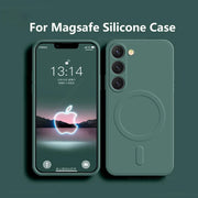 For Magsafe Magnetic Wireless Charge Case For Samsung Galaxy S25 S26 S24 S23 S 25 Ultra Plus FE Soft Cases Liquid Silicone Cover