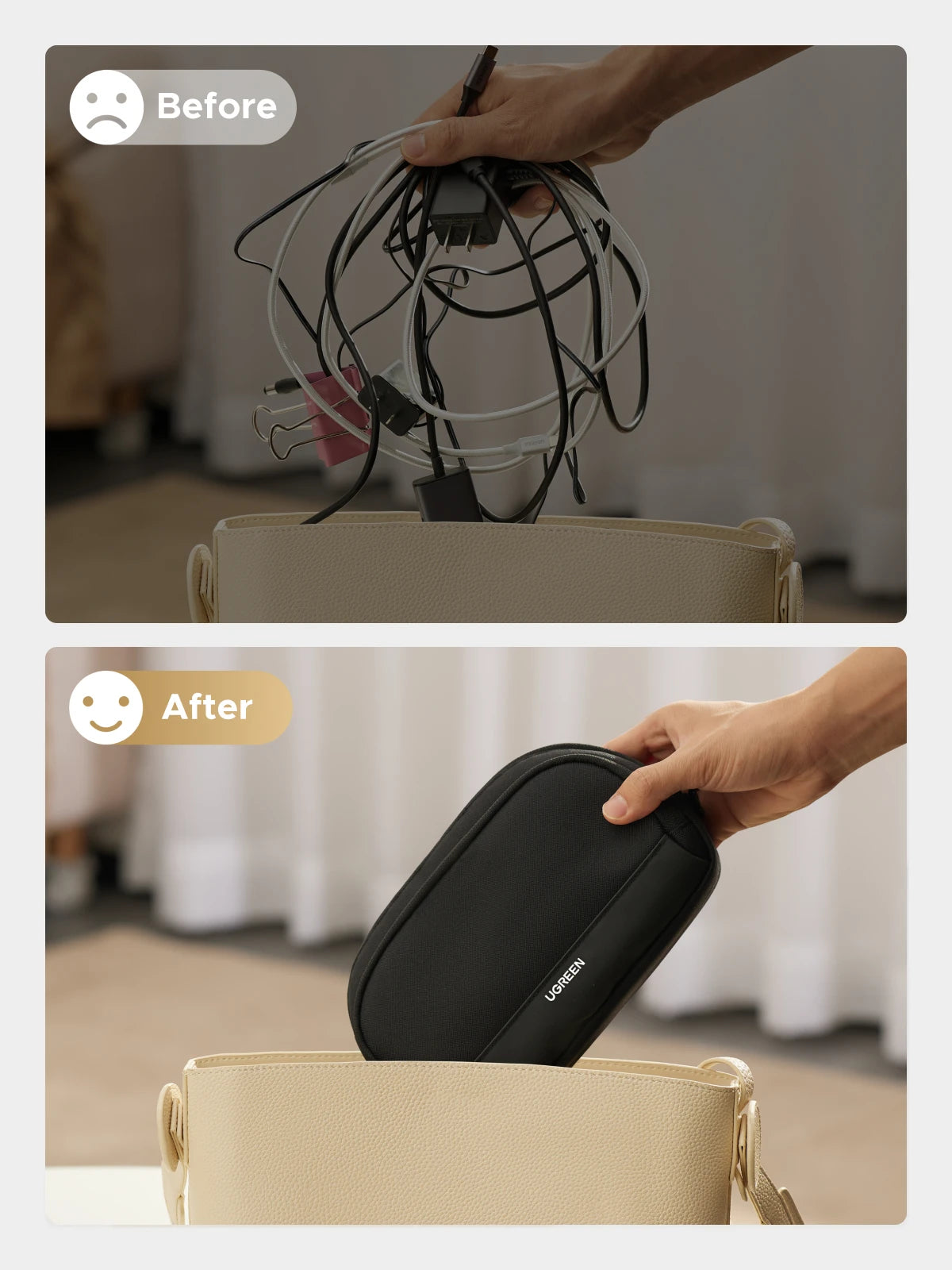 UGREEN Storage Bag Case Organizer Bag S/M Size for Laptop Power Adapter HUB Earphone Cable Charger PC Digital Laptop Accessories