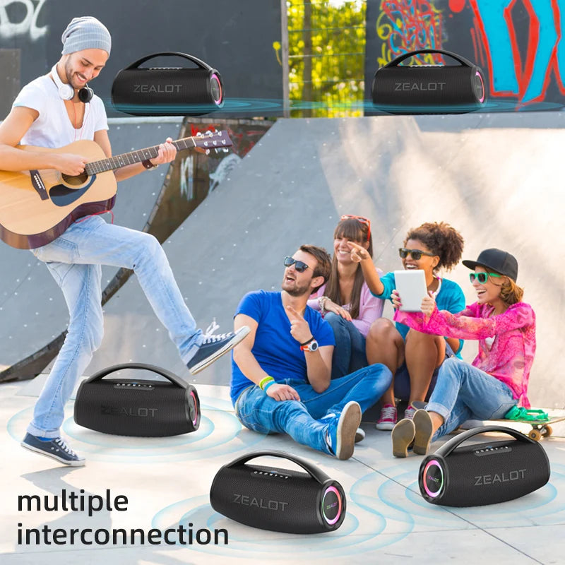US-S97 80W high power Portable bluetooth speaker RGB colorful light waterproof wireless subwoofer 360 stereo surround TWS FM