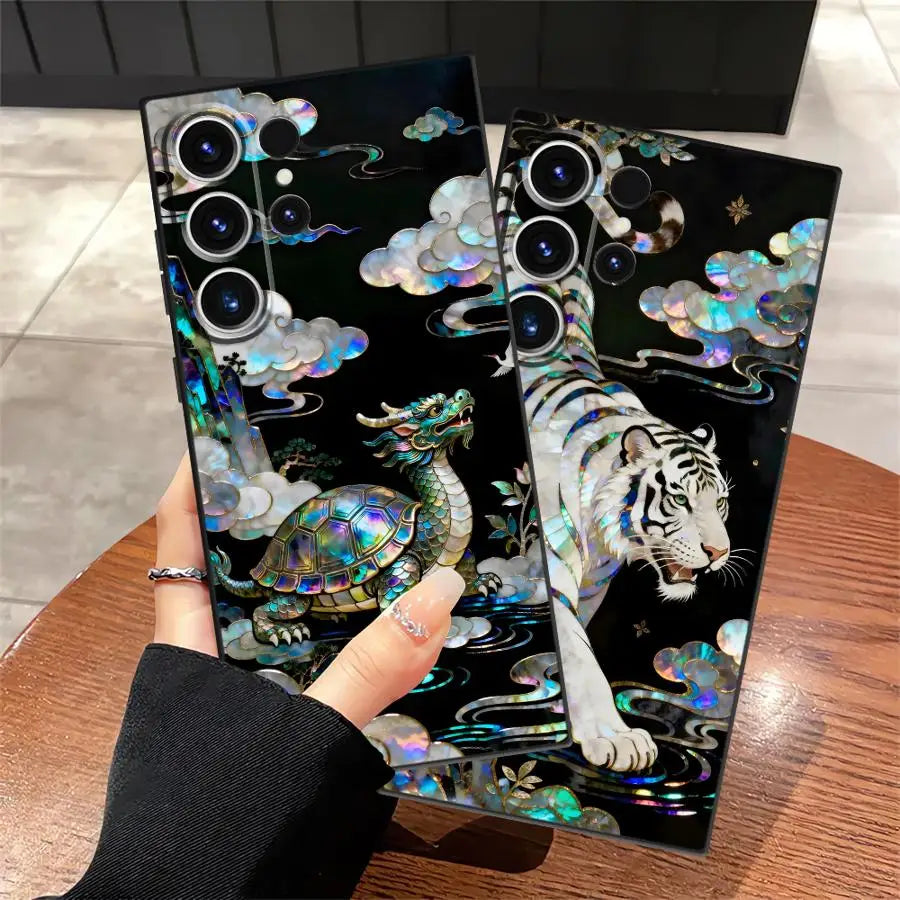 Case for Samsung Galaxy S26 Ultra S23 S10 S9 S24 S20 Ultra Note 20 8 9 10 S21 FE S25 Plus Funda Phone Cover White Tiger