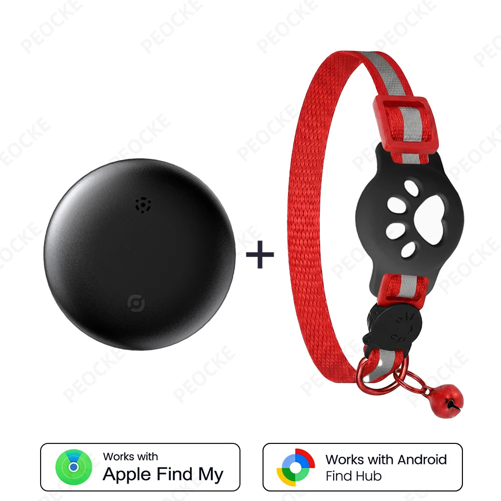 Dual System Pet Smart Tracker Tag With Cat Collar Android/iOS Anti-Lost GPS Tracker Works With Apple Find My /Google Find Hub