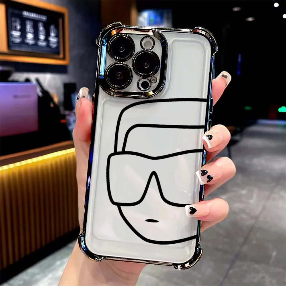 Creative Luxury k-Karls-Pattern Plating Phone Case For Samsung S26 S25 S24 S23 S22 S21 S20 FE Note20 Edge Plus Ultra 4G 5G Cover
