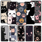 Cute Cat Phone Case For Samsung Galaxy S24 S23 S22 S20 Ultra S21 FE 5G S10 S9 Plus S10E S8 Soft Silicone Cover