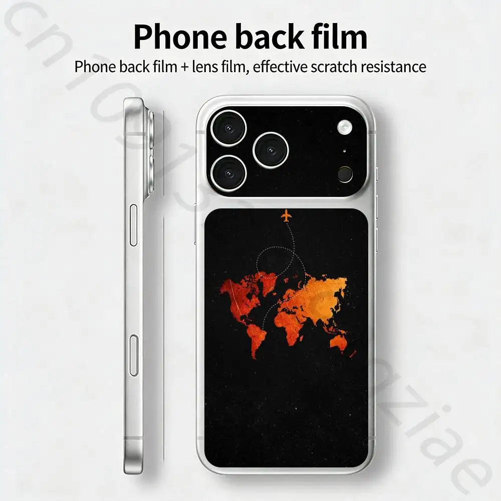 Airplane Map   For iPhone 17 pro Max /17 pro Full Cover Decal Skin Wrap 3D Colorful Rear Protective Sticker Film