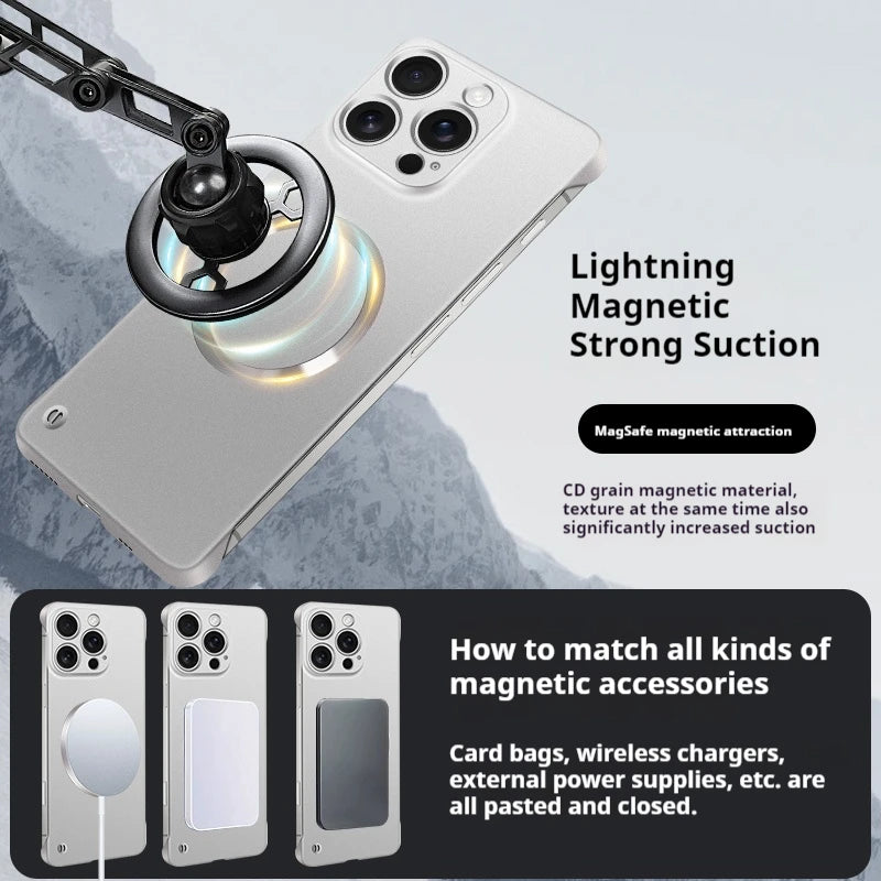 Ultra Thin Metallic Paint Magnetic For Magsafe Case For iPhone 17 Air 16 15 14 13 12 Pro Max Plus Frameless Cooling Hard Cover