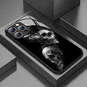 Trendy Skull Pattern Glass Material Phone Case For iPhone 17 Pro Max 16 15 14 13 12 11 Pro 16E 17Air 7 8 15 Plus XR XS X Cover