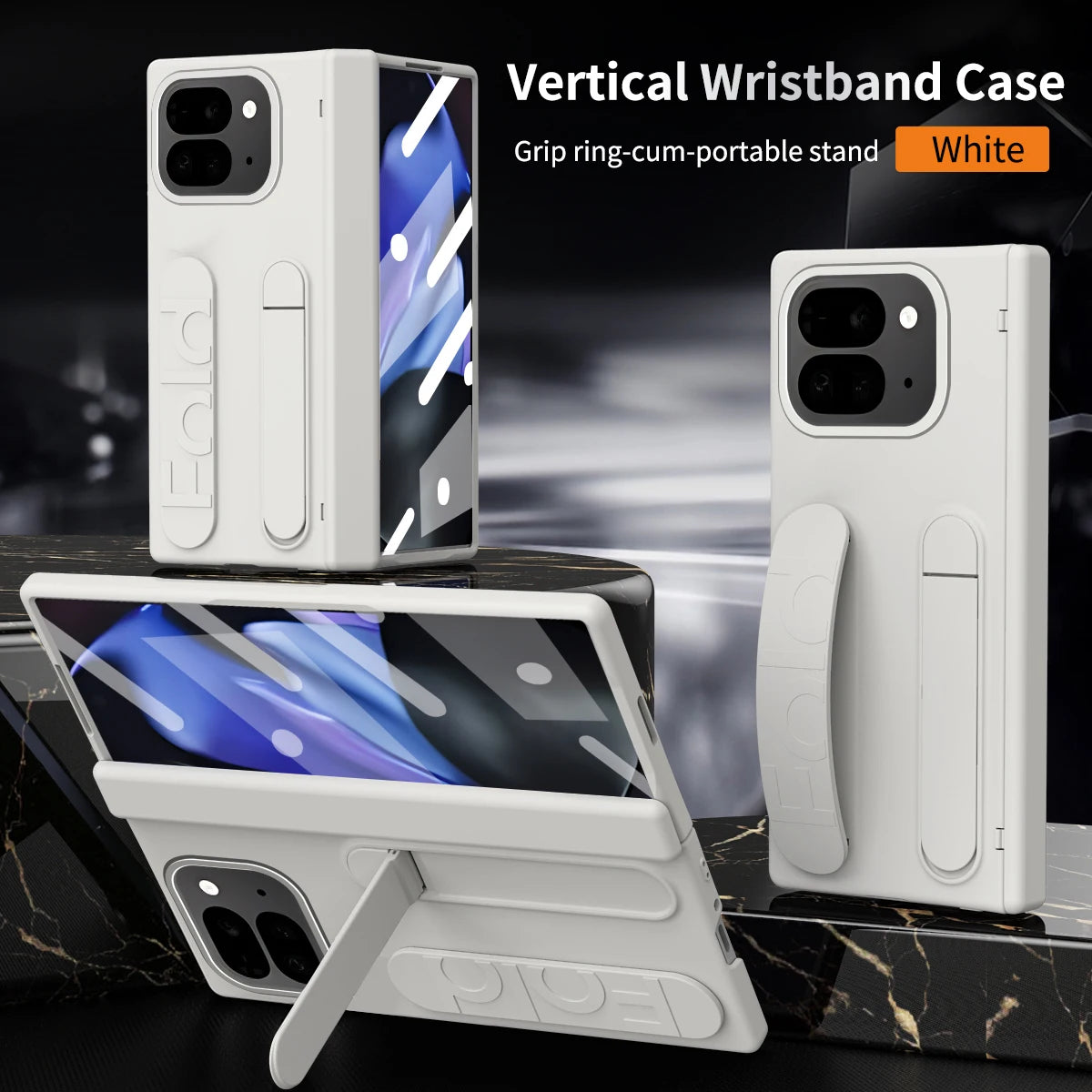 For Google Pixel 10 9 Pro Case Skin Friendly Folding Hinge with Elastic Wrist Band Screen Tempered Film Cover Pixel Fold 2 Stand