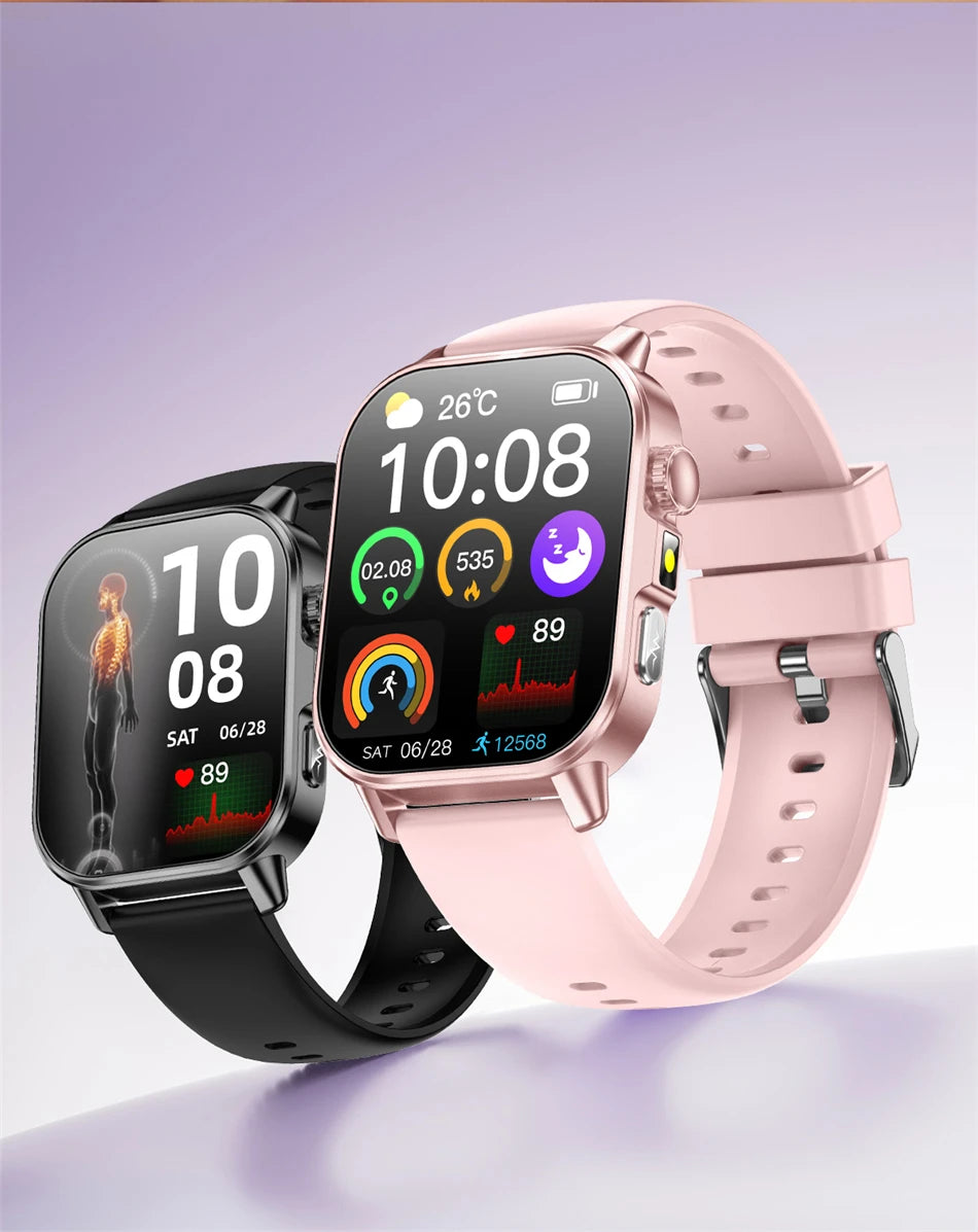 New Men Accurate Health Diagnosis ECG Smart Watch Blood Pressure Blood Oxygen Blood Fat Uric Acid Temp Bluetooth call Smartwatch