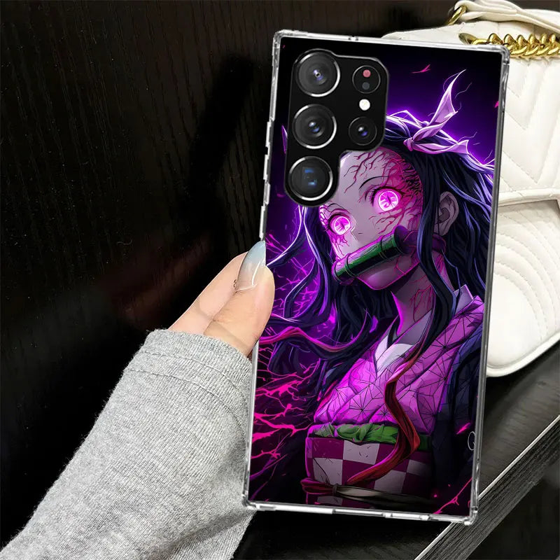 Kamado Nezuko Demon Slayers Case for Samsung Galaxy S25 S24 S23 S22 Ultra Soft Phone Cover S25 Edge S21 Plus S20 FE S10 + Black