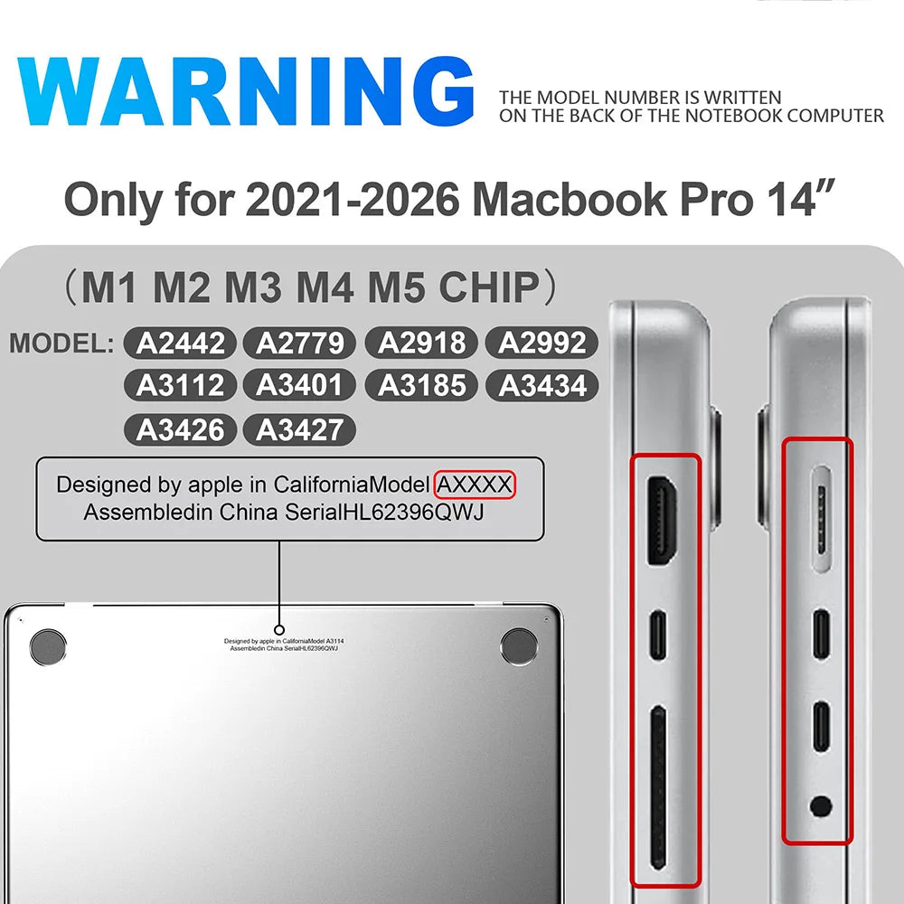 Laptop Case For MacBook Pro 14 M5 M4 M3 M2 M1 Case MacBook Pro14.2 M5 A3427 A3426 A3112 A3401 A3185 A2992 A2918 A2779 Case Cover