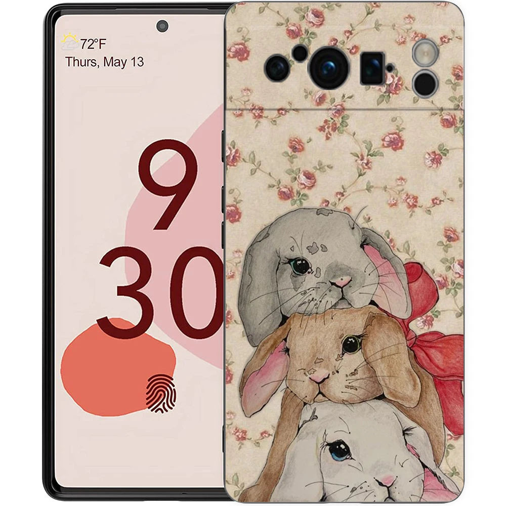 Ink And Wash Painting Rabbit Art Phone Case Cover for Google Pixel 10 9 8 7 6 7A 6A Pro Shockproof Soft TPU 9 Pro XL Shell Capas