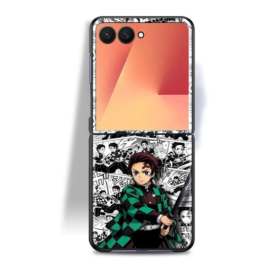 Case for Samsung Galaxy Z Flip8 ZFlip7 FE ZFlip4 ZFlip5 Z Flip 7 6 5 8 ZFlip3 ZFlip6 Phone Funda Anime D-Demons Slayers