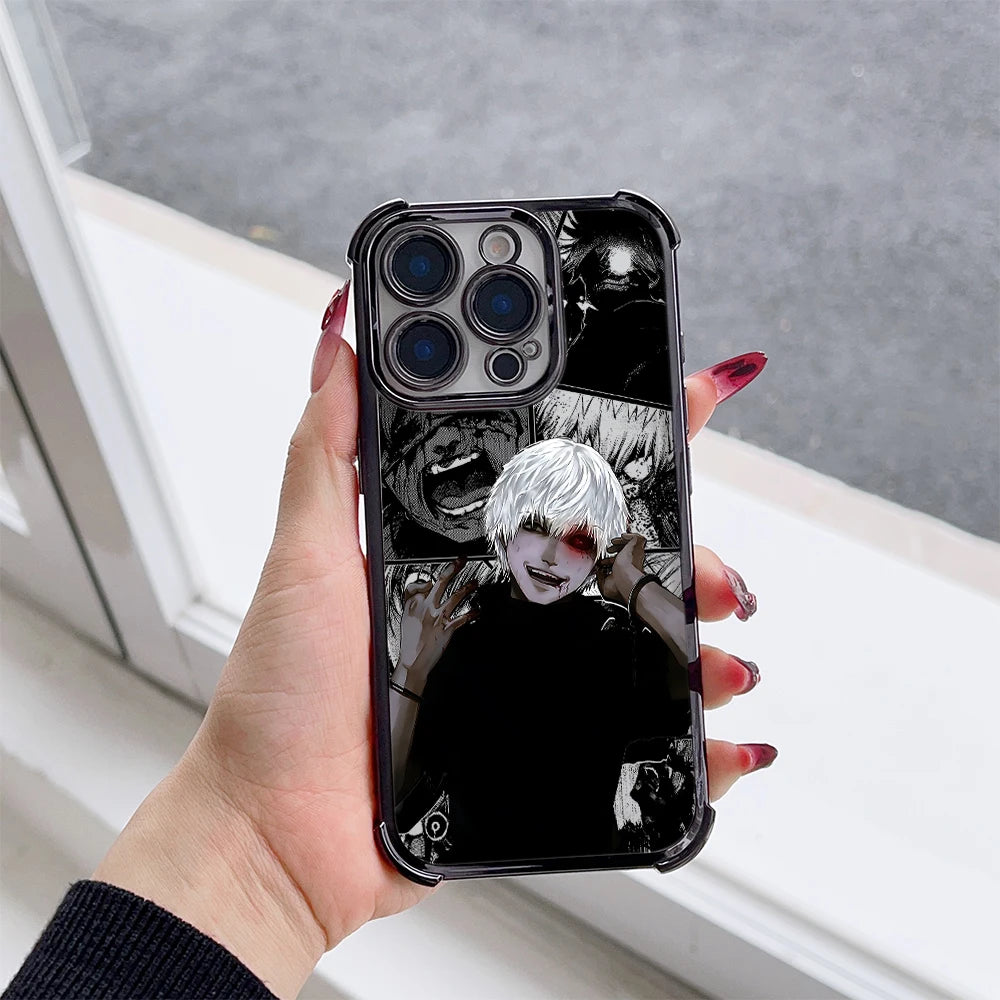 Anime cool Tokyo Ghoul Plating Phone Case For iPhone 17 16e 16 15 14 13 12 11 Pro Max X XR 7 8 Mini Air Plus Anti-Fall Airabag