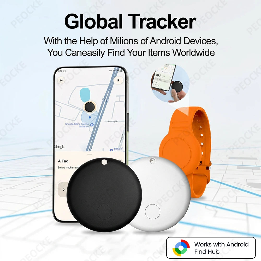 Smart Location Tag With Adjustable Silicone Wristband Works with Android Google Find Hub Anti-Lost GPS Tracker Bluetooth Locator