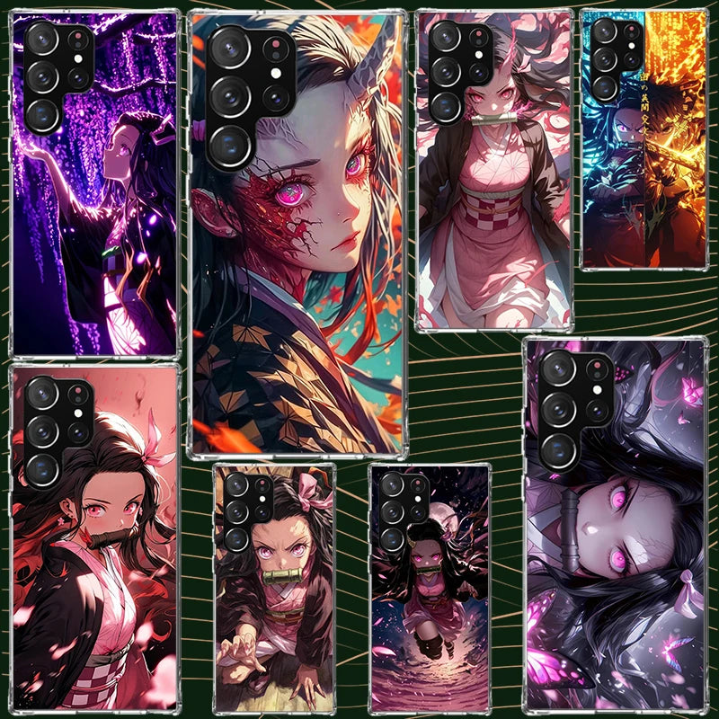 Kamado Nezuko Demon Slayers Case for Samsung Galaxy S25 S24 S23 S22 Ultra Soft Phone Cover S25 Edge S21 Plus S20 FE S10 + Black