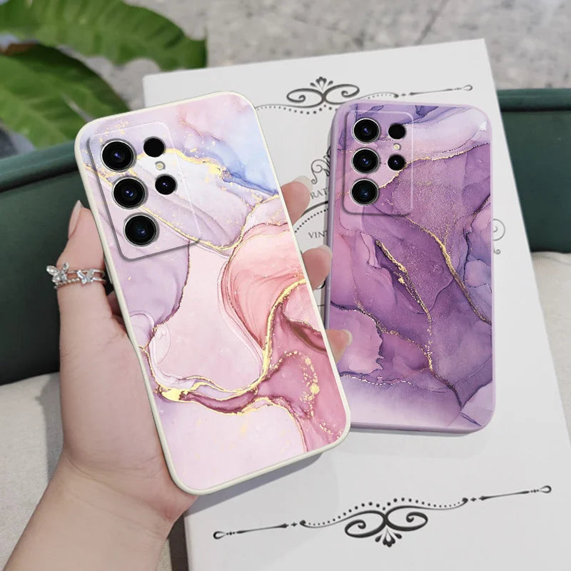 Gold Marble Phone Case For Samsung Galaxy S25 FE S24 S23 S22 S21 S20 S10 S10E Ultra Plus Note 20 Ultra 10 Plus Cover