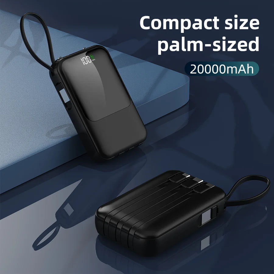 10000mAh Large Capacity Portable Power Bank, Super Fast Charging Built-in Cable Mobile Charger Compatible With All Smartphones & Universal Electronic Devices