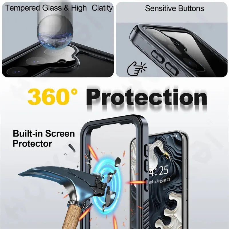 IP68 Waterproof Shockproof Case For Samsung Galaxy S26 S25 S24 S23 S22 S21 Ultra A54 5G Underwater Swimming Phone Luxury Cove